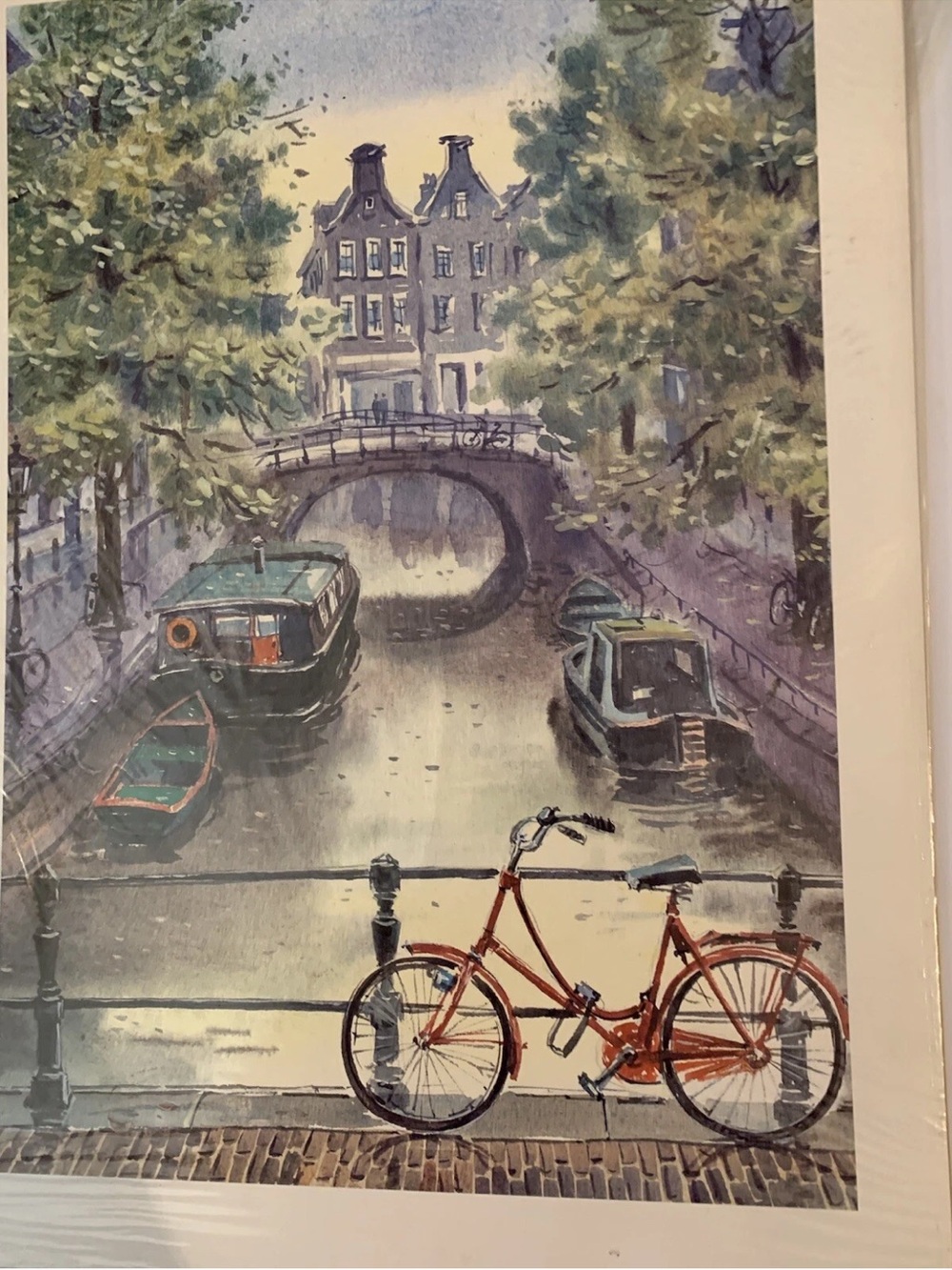 Amsterdam Red Bicycle Bridge Color Print